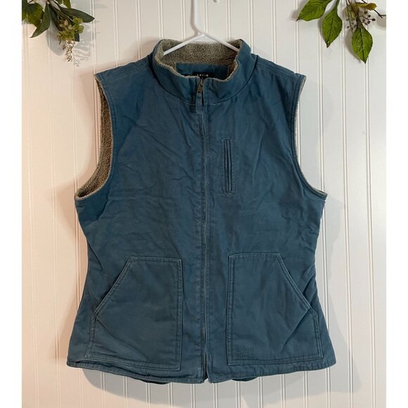 Lakin McKey Trading Co.Vest Womens XLR Blue Full Zip Sherpa Lined CanvasWorkwear - Picture 1 of 14